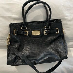 Michael Kors Black Leather Crocodile Purse